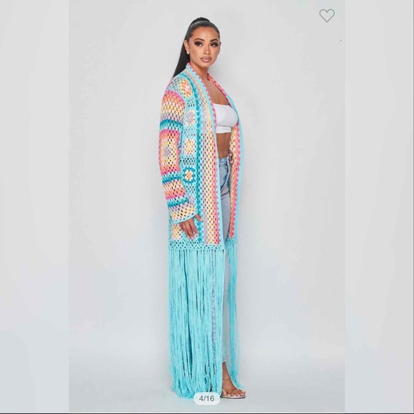 LAST ONE Straight Up Crochet & Fringe Cardigan - Picture 6 of 7